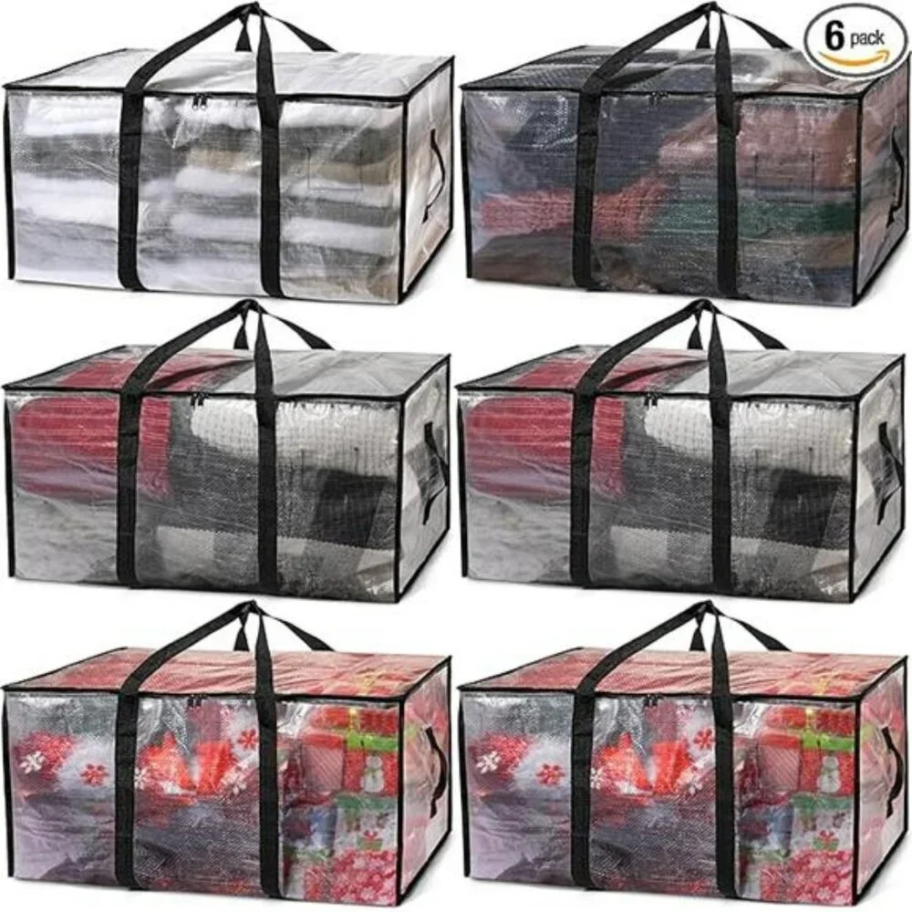 ClearSpace Large Moving Storage Bags Set of 6 with Zippers Handles Backpack Stra